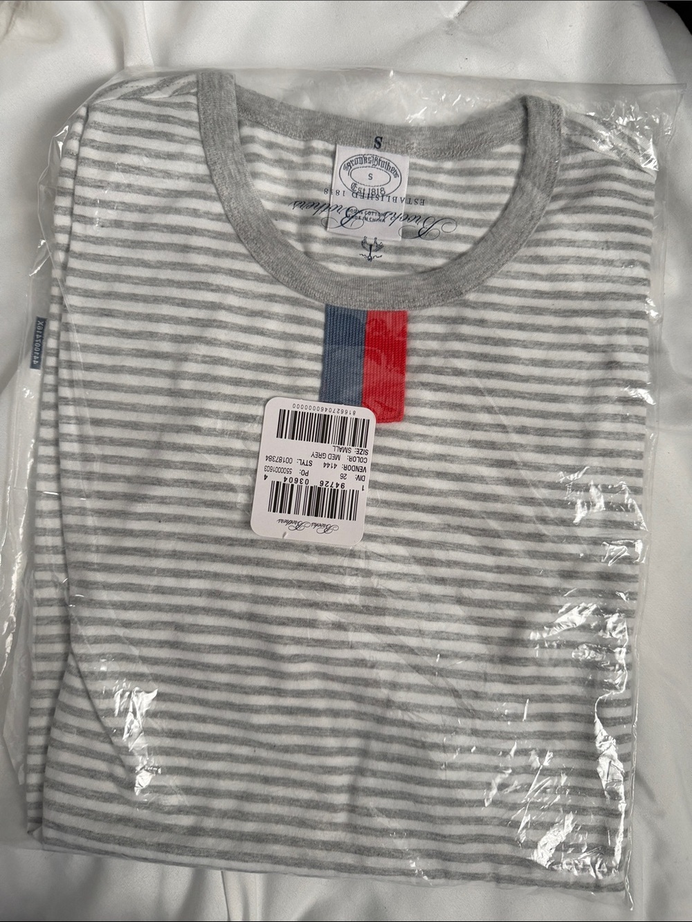 Classic Brooks Brothers Striped Crewneck Tee - Gray Stripe